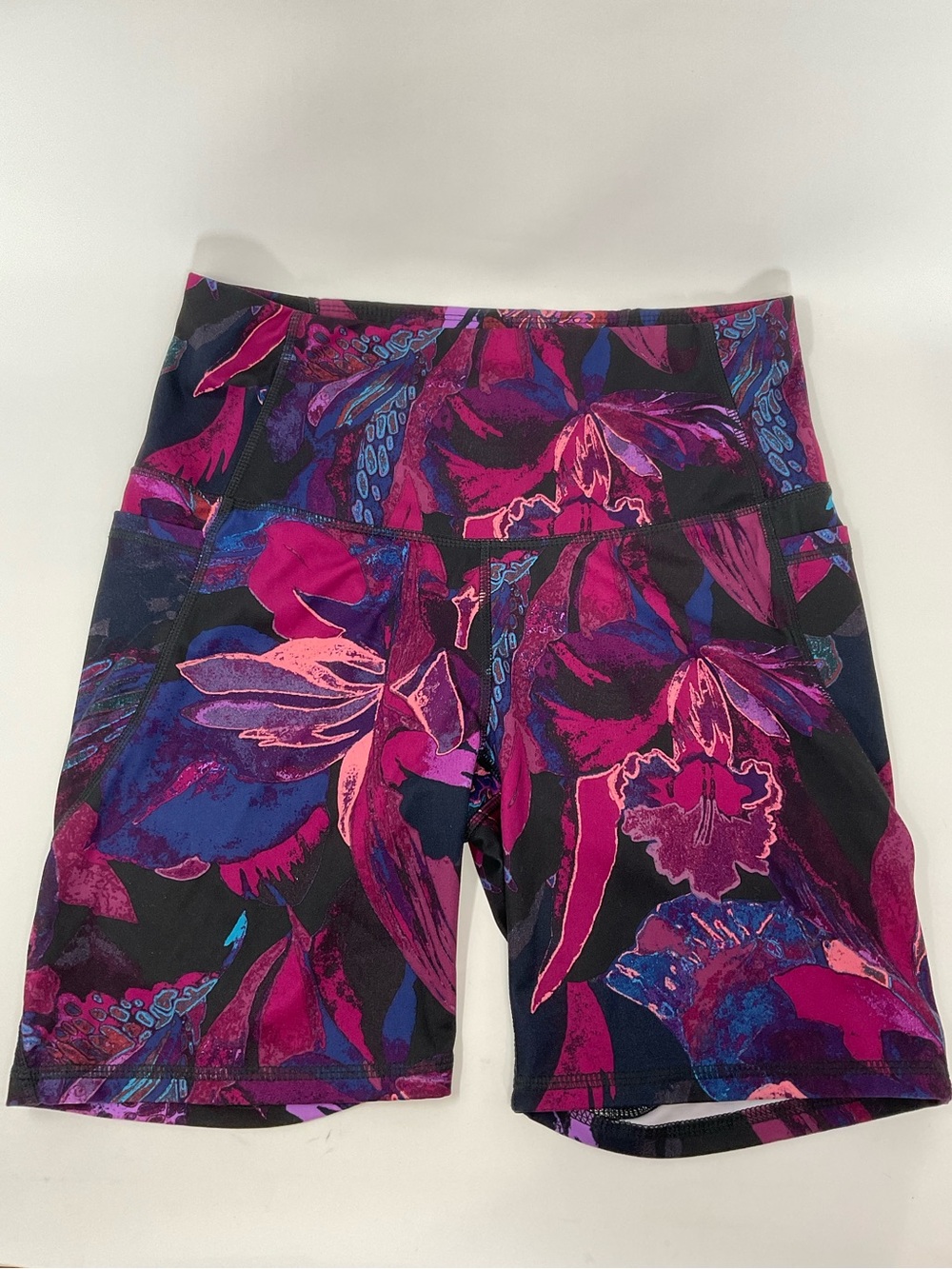 Women's High-Rise Floral Bike Shorts in Pink & Purple